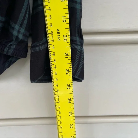 MADEWELL Plaid Black Green Collared Wrap Front Top Small - Picture 9 of 9